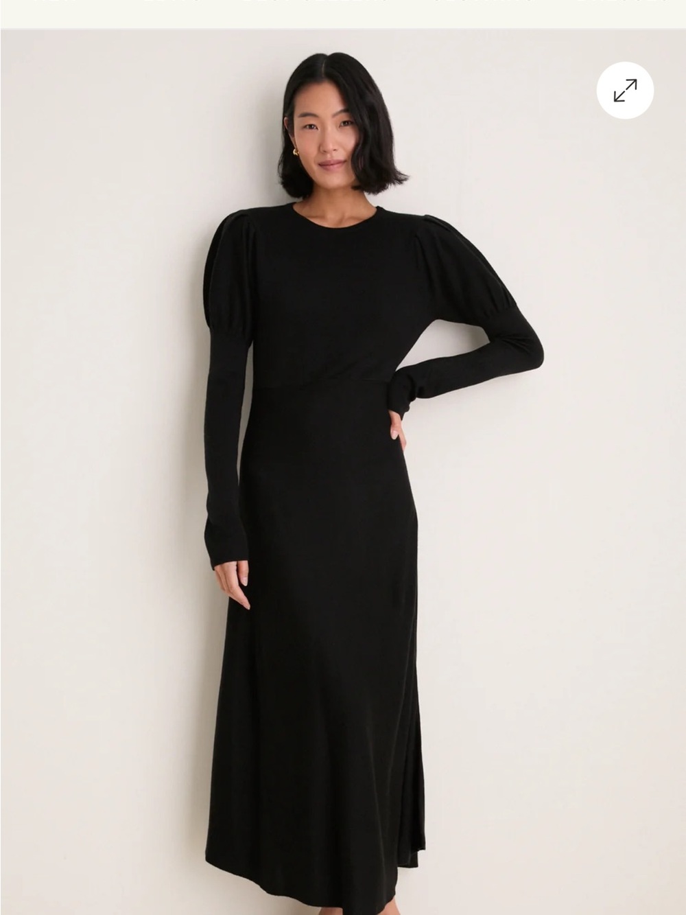 Tuckernuck Black Long-Sleeve Puff-Shoulder Maxi Dress